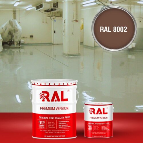 Sơn sàn bê tông kháng hóa chất RAL RAFLOOR ANTI-CHEM 8002 1 B13 Son san khang hoa chat RAL 8002 1