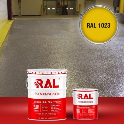 Sơn sàn bê tông chống trơn trượt RAL RAFLOOR ANTI-SLIP 1023 1 B17 Son san chong tron truot RAL 1023 1