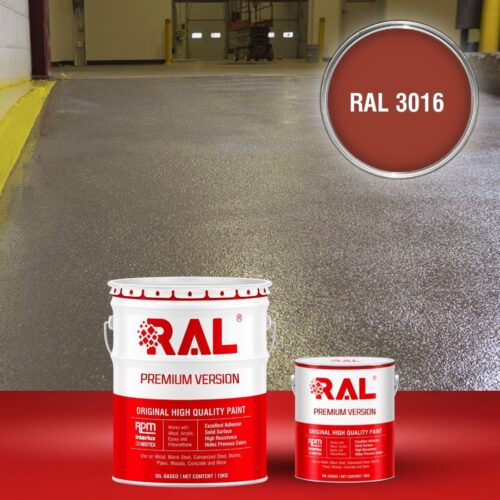 Sơn sàn bê tông chống trơn trượt RAL RAFLOOR ANTI-SLIP 3016 1 B17 Son san chong tron truot RAL 3016 1