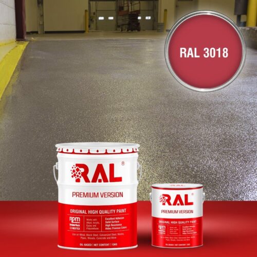 Sơn sàn bê tông chống trơn trượt RAL RAFLOOR ANTI-SLIP 3018 1 B17 Son san chong tron truot RAL 3018 1