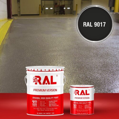 Sơn sàn bê tông chống trơn trượt RAL RAFLOOR ANTI-SLIP 9017 1 B17 Son san chong tron truot RAL 9017 1