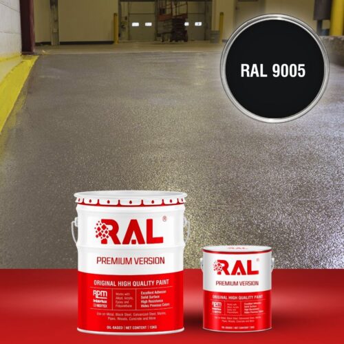 Sơn sàn bê tông chống trơn trượt RAL RAFLOOR ANTI-SLIP 9005 1 B17 Son san chong tron truotp RAL 9005