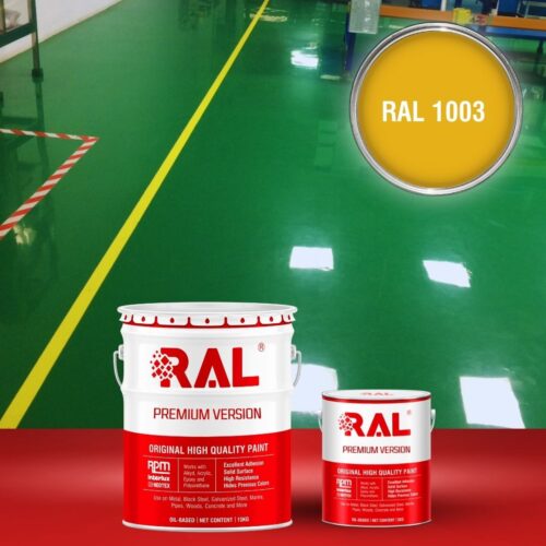 Sơn sàn bê tông Polyurethane tự san RAL RAFLOOR SHIELD SL 1003 1 B4 Son san Polyurethane tu san RAL 1003 1