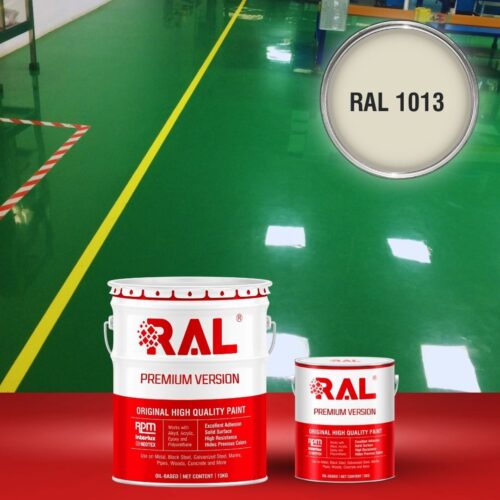 Sơn sàn bê tông Polyurethane tự san RAL RAFLOOR SHIELD SL 1013 1 B4 Son san Polyurethane tu san RAL 1013 1