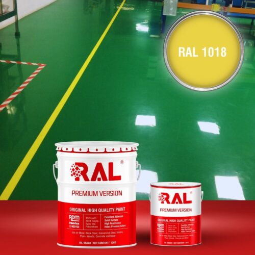 Sơn sàn bê tông Polyurethane tự san RAL RAFLOOR SHIELD SL 1018 1 B4 Son san Polyurethane tu san RAL 1018 1