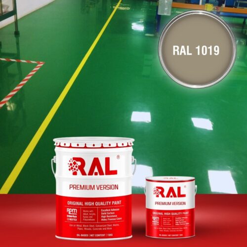 Sơn sàn bê tông Polyurethane tự san RAL RAFLOOR SHIELD SL 1019 1 B4 Son san Polyurethane tu san RAL 1019 1