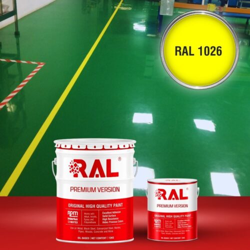 Sơn sàn bê tông Polyurethane tự san RAL RAFLOOR SHIELD SL 1026 1 B4 Son san Polyurethane tu san RAL 1026 1