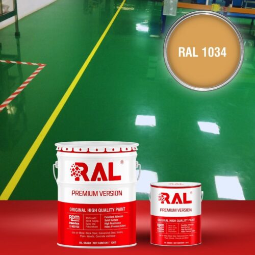 Sơn sàn bê tông Polyurethane tự san RAL RAFLOOR SHIELD SL 1034 1 B4 Son san Polyurethane tu san RAL 1034 1