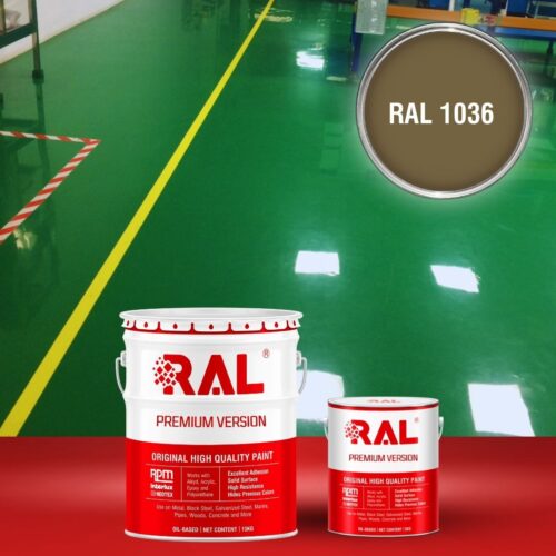 Sơn sàn bê tông Polyurethane tự san RAL RAFLOOR SHIELD SL 1036 1 B4 Son san Polyurethane tu san RAL 1036 1