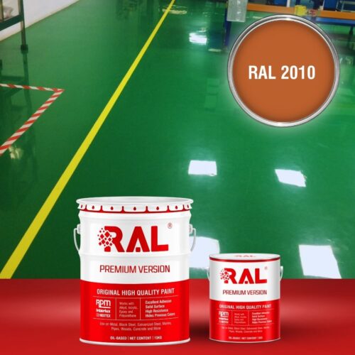 Sơn sàn bê tông Polyurethane tự san RAL RAFLOOR SHIELD SL 2010 1 B4 Son san Polyurethane tu san RAL 2010 1
