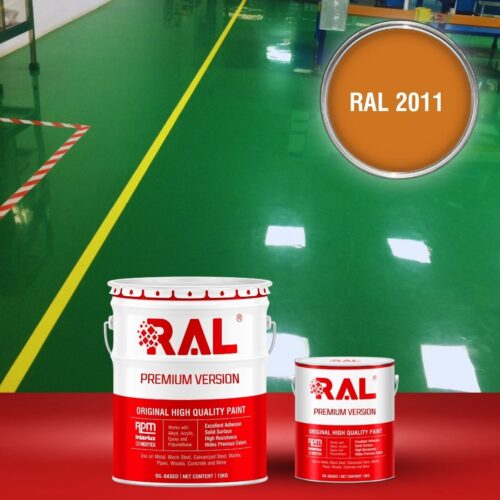 Sơn sàn bê tông Polyurethane tự san RAL RAFLOOR SHIELD SL 2011 1 B4 Son san Polyurethane tu san RAL 2011 1