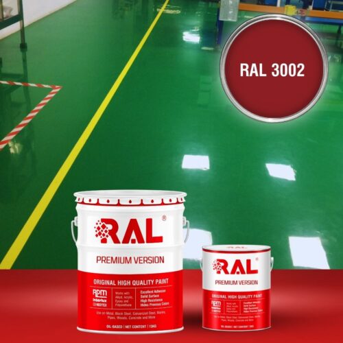 Sơn sàn bê tông Polyurethane tự san RAL RAFLOOR SHIELD SL 3002 1 B4 Son san Polyurethane tu san RAL 3002 1