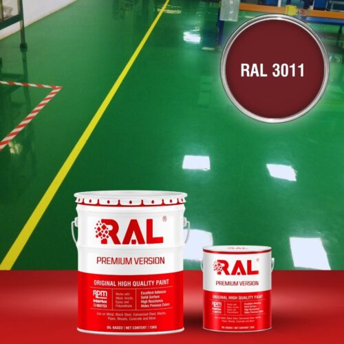 Sơn sàn bê tông Polyurethane tự san RAL RAFLOOR SHIELD SL 3011 1 B4 Son san Polyurethane tu san RAL 3011 1