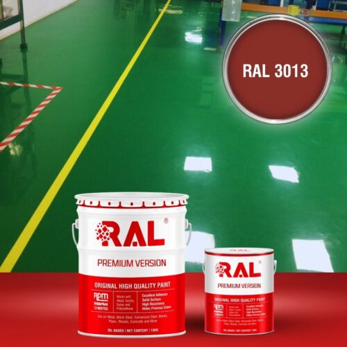 Sơn sàn bê tông Polyurethane tự san RAL RAFLOOR SHIELD SL 3013 1 B4 Son san Polyurethane tu san RAL 3013 1