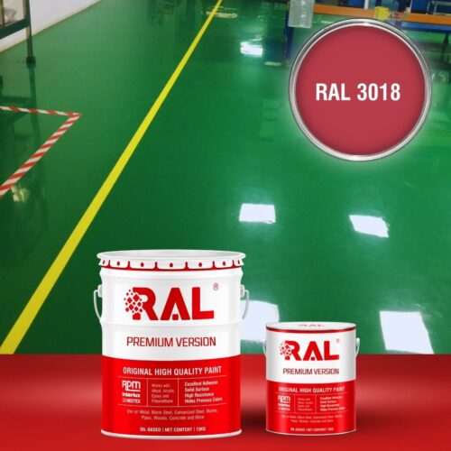 Sơn sàn bê tông Polyurethane tự san RAL RAFLOOR SHIELD SL 3018 1 B4 Son san Polyurethane tu san RAL 3018 1