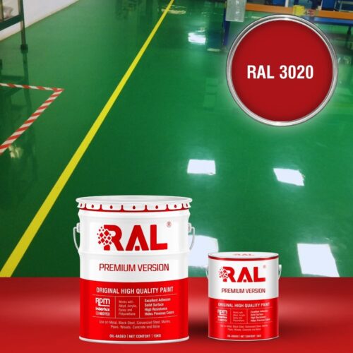 Sơn sàn bê tông Polyurethane tự san RAL RAFLOOR SHIELD SL 3020 1 B4 Son san Polyurethane tu san RAL 3020 1