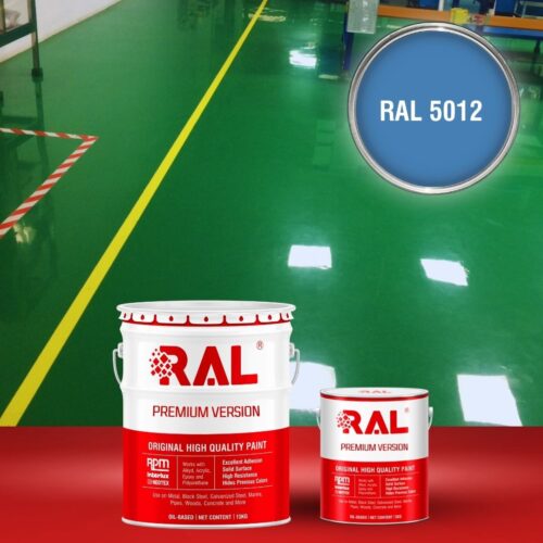 Sơn sàn bê tông Polyurethane tự san RAL RAFLOOR SHIELD SL 5012 1 B4 Son san Polyurethane tu san RAL 5012 1