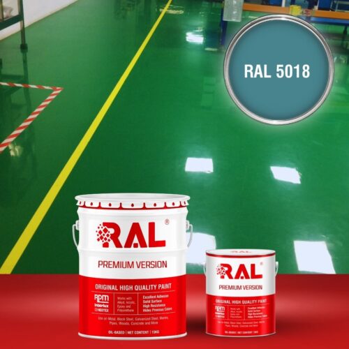 Sơn sàn bê tông Polyurethane tự san RAL RAFLOOR SHIELD SL 5018 1 B4 Son san Polyurethane tu san RAL 5018 1