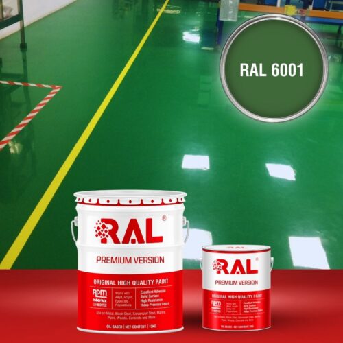 Sơn sàn bê tông Polyurethane tự san RAL RAFLOOR SHIELD SL 6001 1 B4 Son san Polyurethane tu san RAL 6001 1