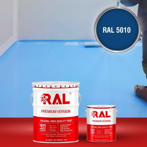 Sơn sàn bê tông Epoxy tự san RAFLOOR GUARD SL 5010 1 B5 Son san Epoxy tu san RAL 5010 1