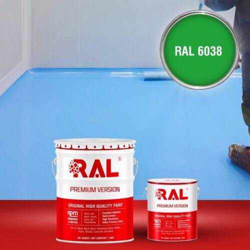 Sơn sàn bê tông Epoxy tự san RAFLOOR GUARD SL 6038 1 B5 Son san Epoxy tu san RAL 6038 1