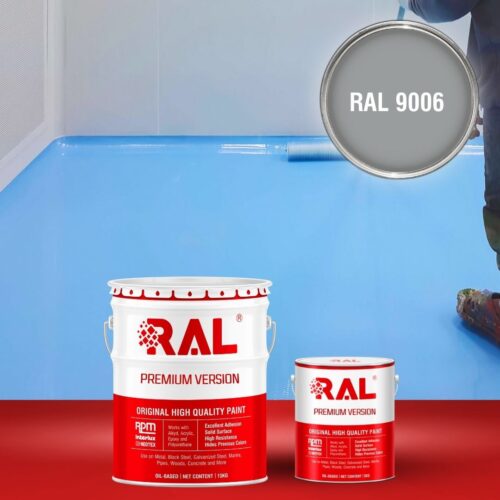 Sơn sàn bê tông Epoxy tự san RAFLOOR GUARD SL 9006 1 B5 Son san Epoxy tu san RAL 9006 1
