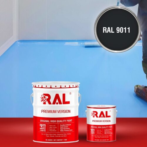 Sơn sàn bê tông Epoxy tự san RAFLOOR GUARD SL 9011 1 B5 Son san Epoxy tu san RAL 9011 1