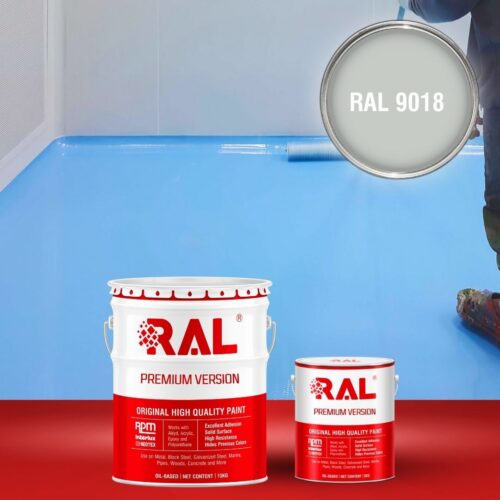 Sơn sàn bê tông Epoxy tự san RAFLOOR GUARD SL 9018 1 B5 Son san Epoxy tu san RAL 9018 1