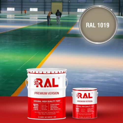 Sơn sàn bê tông Epoxy hệ lăn RAL RAFLOOR GUARD 1019 1 B8 Son san Epoxy he lan RAL 1019 1