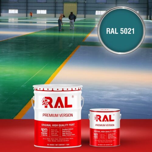 Sơn sàn bê tông Epoxy hệ lăn RAL RAFLOOR GUARD 5021 1 B8 Son san Epoxy he lan RAL 5021 1