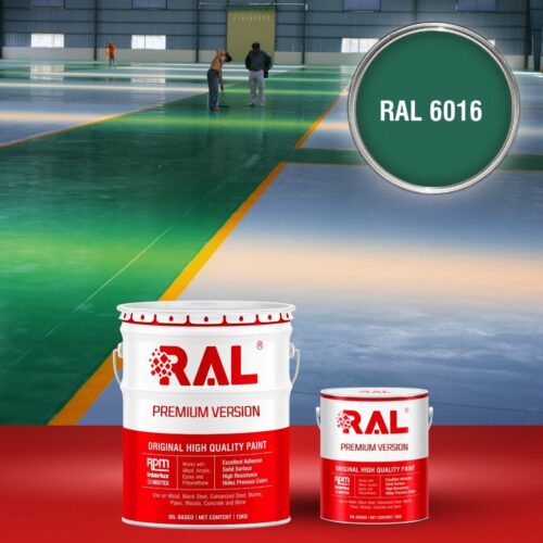 Sơn sàn bê tông Epoxy hệ lăn RAL RAFLOOR GUARD 6016 1 B8 Son san Epoxy he lan RAL 6016 1