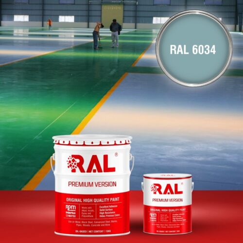 Sơn sàn bê tông Epoxy hệ lăn RAL RAFLOOR GUARD 6034 1 B8 Son san Epoxy he lan RAL 6034 1