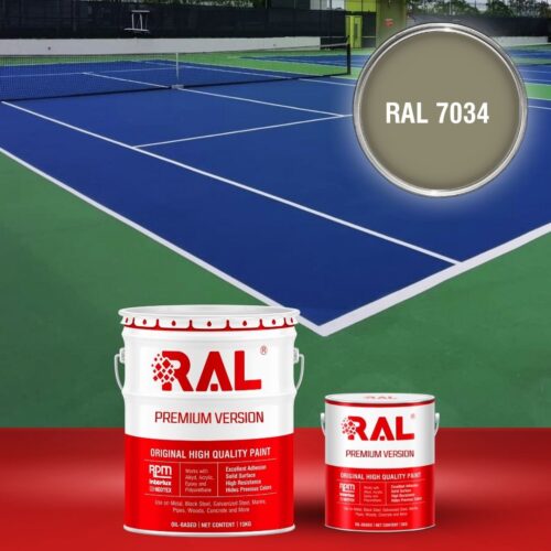 Sơn sân bóng chuyền Epoxy hệ lăn RAL SPORT GUARD 7034 1 B30 Son san the thao Epoxy he lan RAL 7034 1